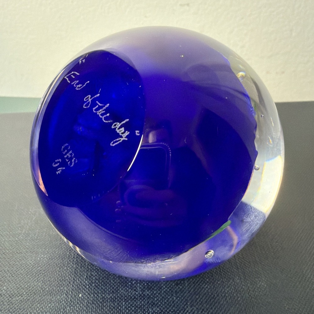 Glass Eye Studio "End Of The Day" Art Glass RARE Paperweight 2004 Confetti VTG - Picture 9 of 13